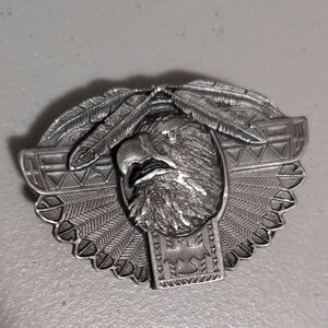 Vintage Bergamont silver tone belt bucket USA western eagle Nagive 90's